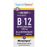 Superior Source, Activated B-12 Methylcobalamin, B-6 (P-5-P) & Methylfolate, 60 Microlingual Instant Dissolve Tablets - Supply Center USA