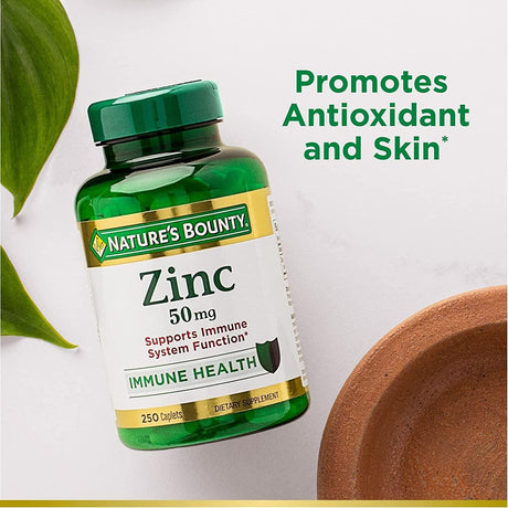 Nature'S Bounty Zinc 50Mg, Immune Support & Antioxidant Supplement, Promotes Skin Health 250 Caplets - Supply Center USA