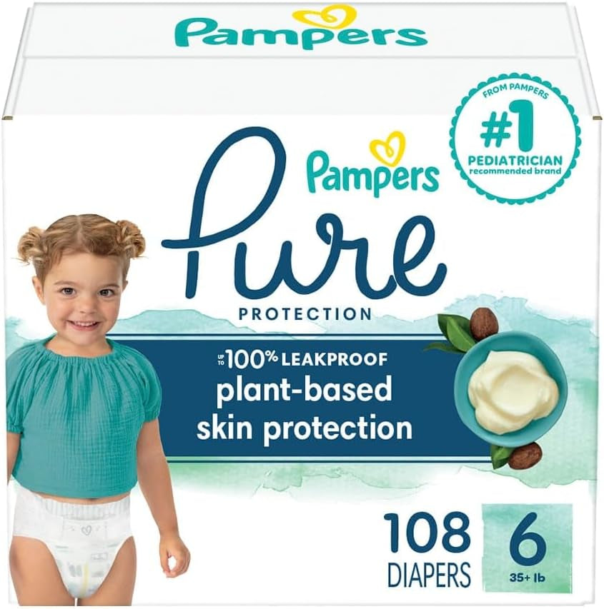 Pampers Pure Protection Diapers - Size 5, One Month Supply (132 Count), Hypoallergenic Premium Disposable Baby Diapers