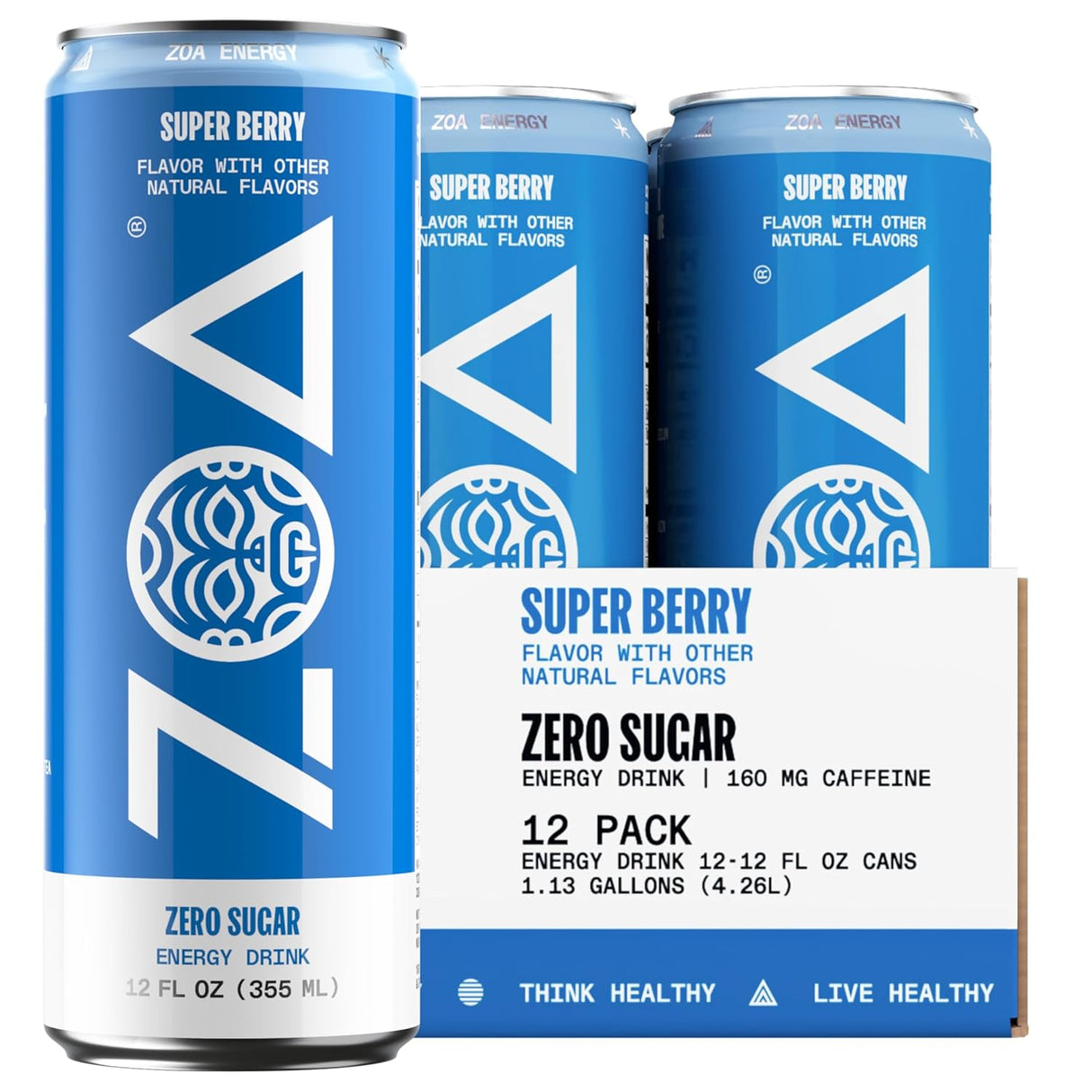 ZOA Zero Sugar Energy Drinks, Variety Pack - Sugar Free with Electrolytes, Healthy Vitamin C, Amino Acids, Essential B-Vitamins, and Caffeine from Green Tea - 12 Fl Oz (12-Pack)