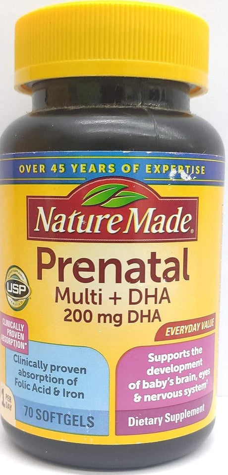 Nature Made Prenatal with Folic Acid + DHA, Prenatal Vitamin and Mineral Supplement for Daily Nutritional Support, 90 Softgels, 90 Day Supply - Supply Center USA