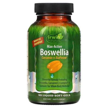 Irwin Naturals, Max-Active Boswellia, Curcumin + BioPerine, 90 Liquid Soft-Gels - Supply Center USA