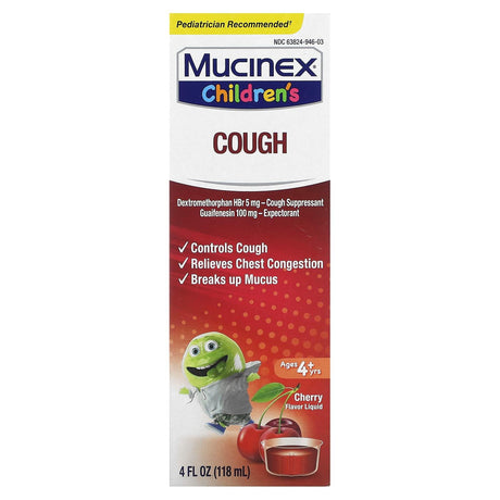 Mucinex, Children's, Cough, Ages 4+ Yrs, Cherry, 4 fl oz (118 ml) - Supply Center USA