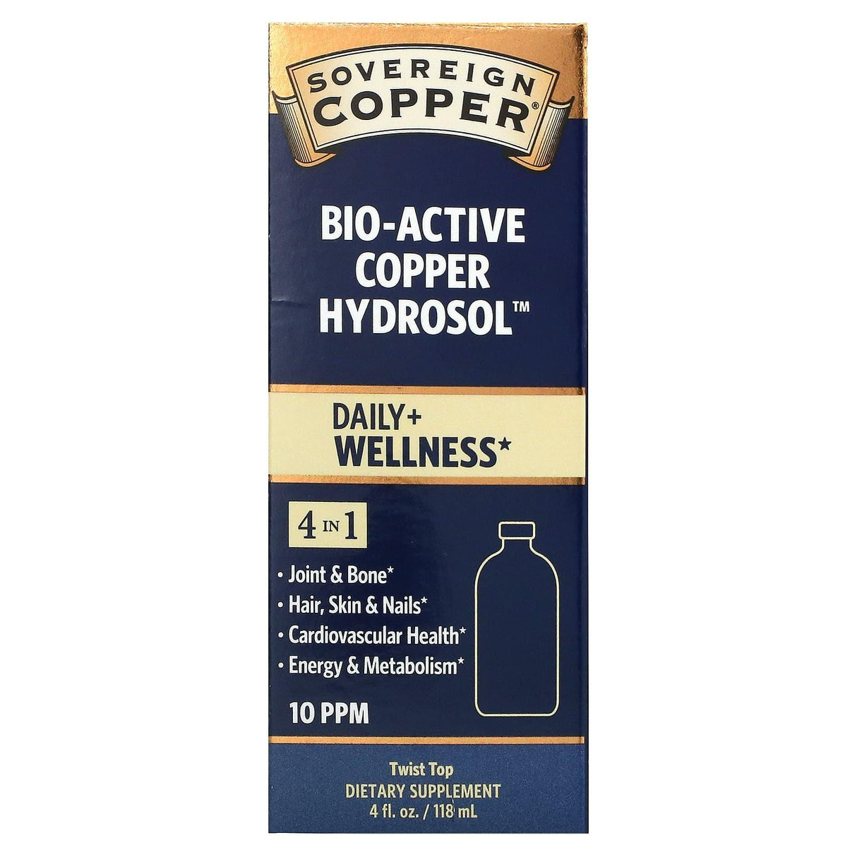 Sovereign Silver, Bio-Active Copper Hydrosol, 10 PPM, 8 oz (236 ml) - Supply Center USA