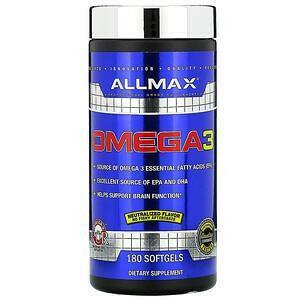 ALLMAX Nutrition, Omega-3, Ultra-Pure Cold-Water Fish Oil Concentrate, 180 Softgels - Supply Center USA