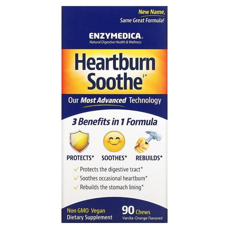 Enzymedica, Heartburn Soothe, Vanilla-Orange , 42 Relief Chews - Supply Center USA