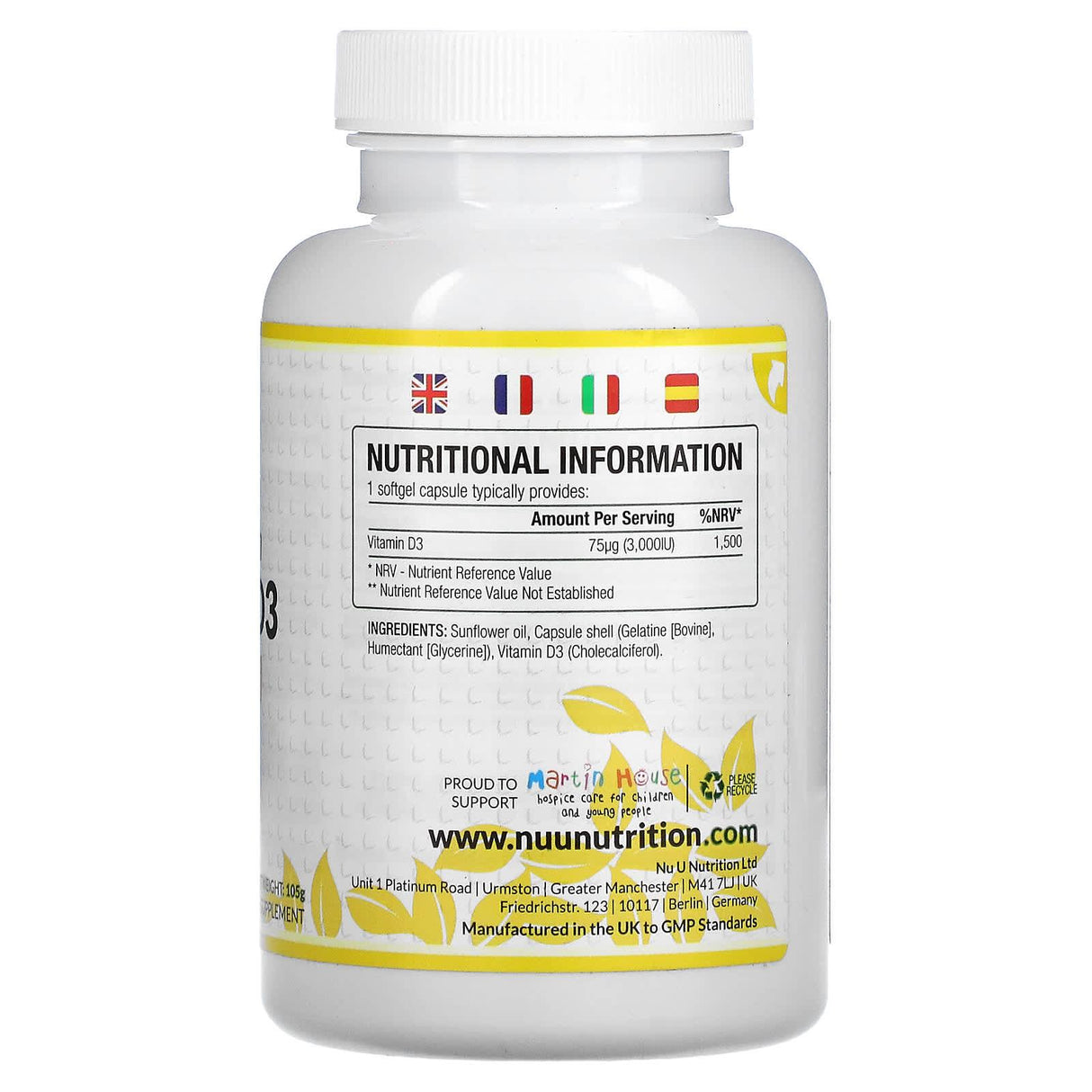 Nu U Nutrition, Max Strength Vitamin D3, 3,000 IU, 365 Softgel Capsules - Supply Center USA