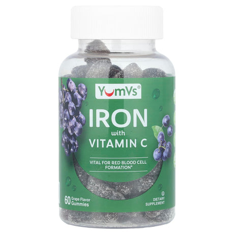 YumVs, Iron with Vitamin C Gummies, Grape, 60 Gummies - Supply Center USA