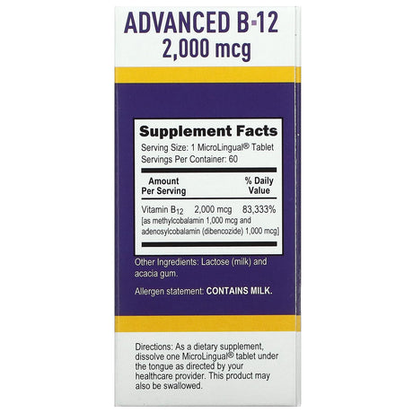 Superior Source, Advanced B-12, 2,000 mcg, 60 MicroLingual Instant Dissolve Tablets - Supply Center USA