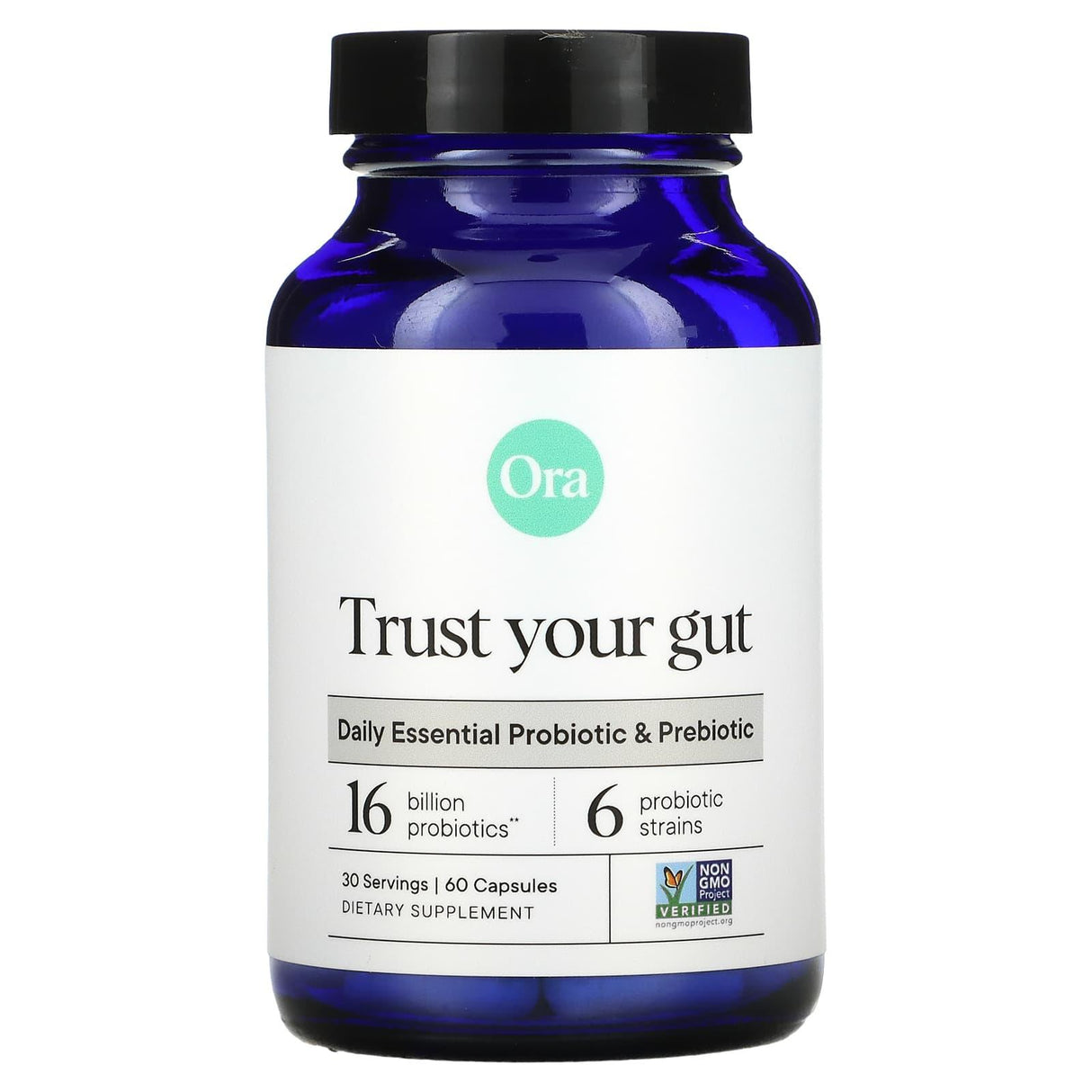 Ora, Trust Your Gut, Daily Essential Probiotic & Prebiotic, 16 Billion, 60 Capsules - Supply Center USA