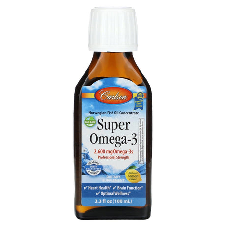 Carlson, Super Omega-3, Natural Lemon, 2600 mg, 3.3 fl oz (100 ml) - Supply Center USA