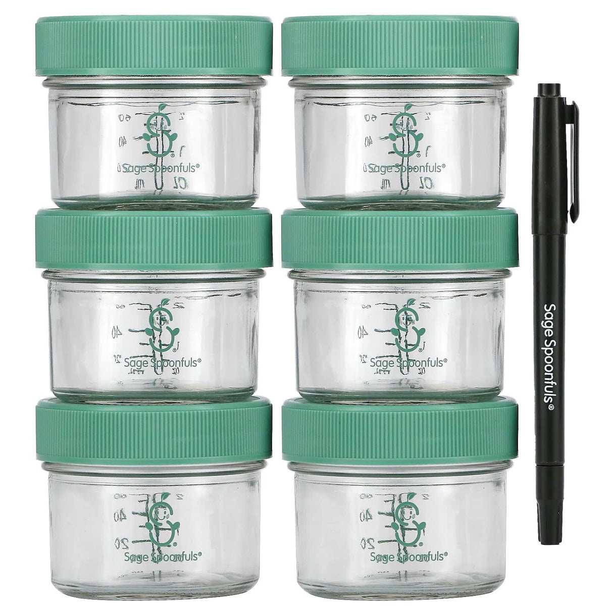 Sage Spoonfuls, Glass Baby Food Jars, 4 Pack, 8 oz Each - Supply Center USA