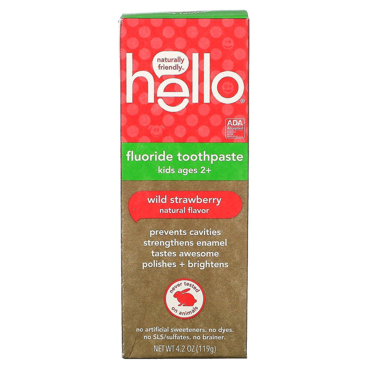 Hello, Kids, Fluoride Toothpaste, Wild Strawberry, 4.2 oz (119 g) - Supply Center USA