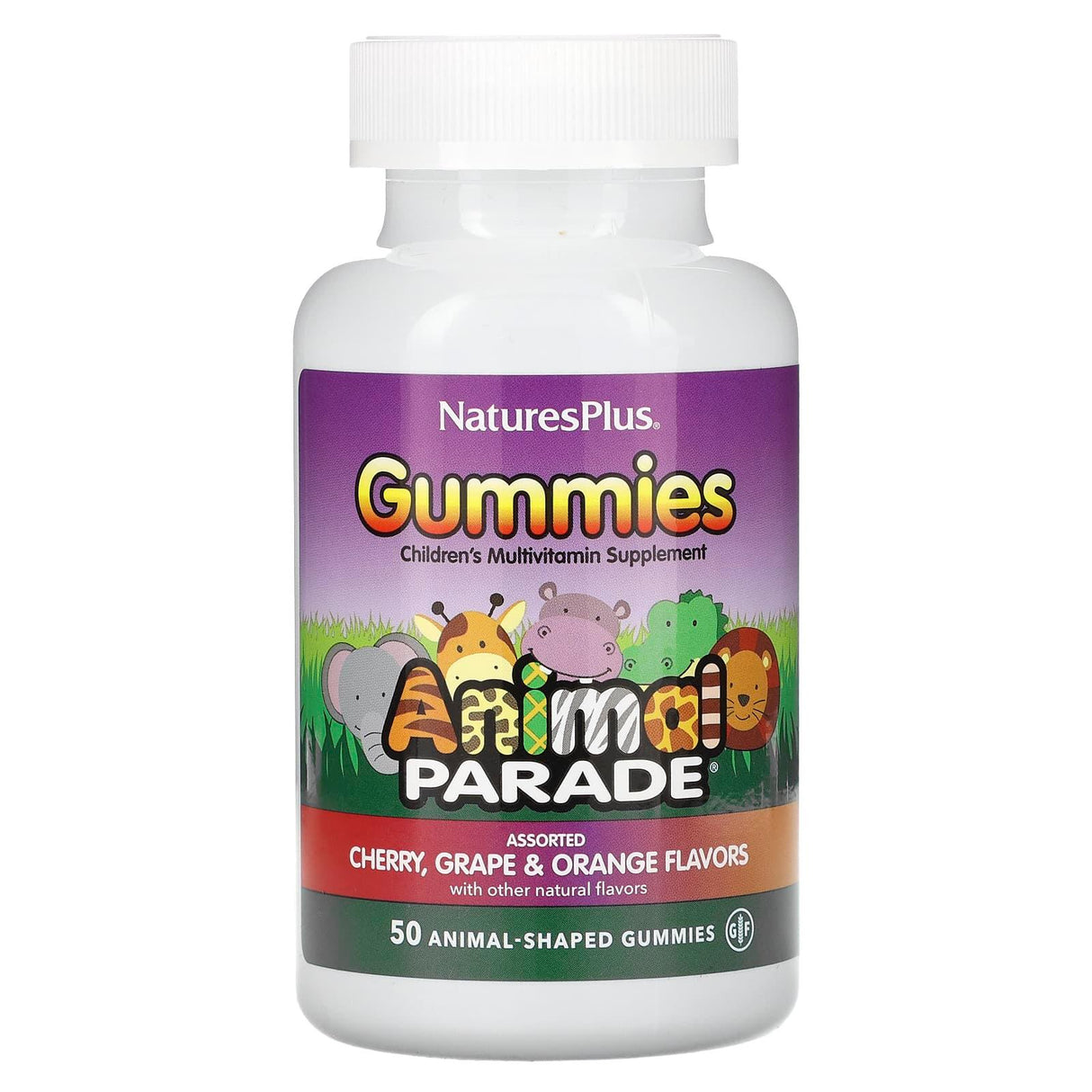 NaturesPlus, Animal Parade Children's Multivitamin Gummies, Assorted, 50 Animal-Shaped Gummies - Supply Center USA