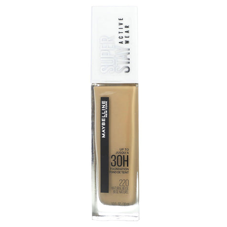 Maybelline, Super Stay, Active Wear Foundation, 220 Natural Beige, 1 fl oz (30 ml) - Supply Center USA