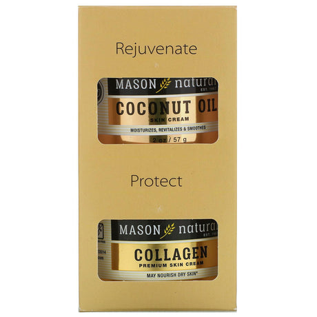 Mason Natural, Coconut Oil Skin Cream + Collagen Premium Skin Cream, 2 Pack, 2 oz (57 g) Each - Supply Center USA