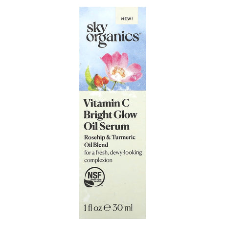 Sky Organics, Vitamin C Bright Glow Oil Serum, Rosehip & Turmeric Oil Blend, 1 fl oz (30 ml) - Supply Center USA