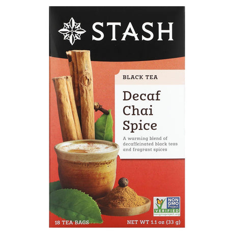 Stash Tea, Black Tea, Decaf Chai Spice, 18 Tea Bags, 1.1 oz (33 g) - Supply Center USA