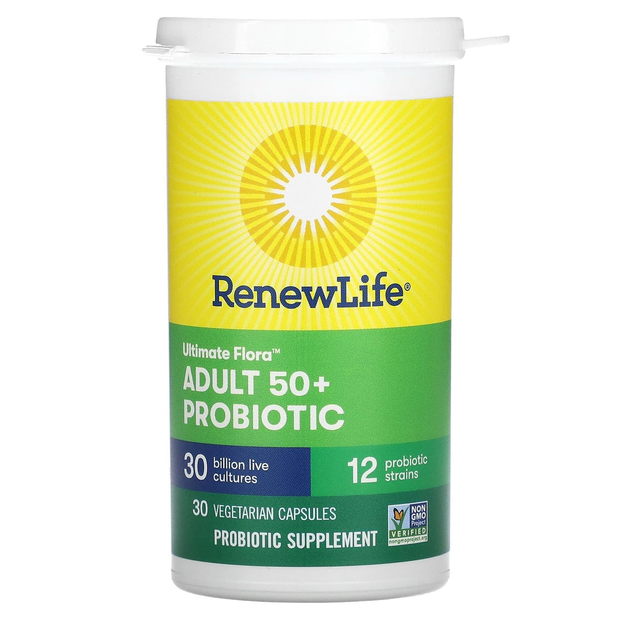 Renew Life, Ultimate Flora, Adult 50+ Probiotic, 30 Billion Live Cultures, 30 Vegetarian Capsules - Supply Center USA