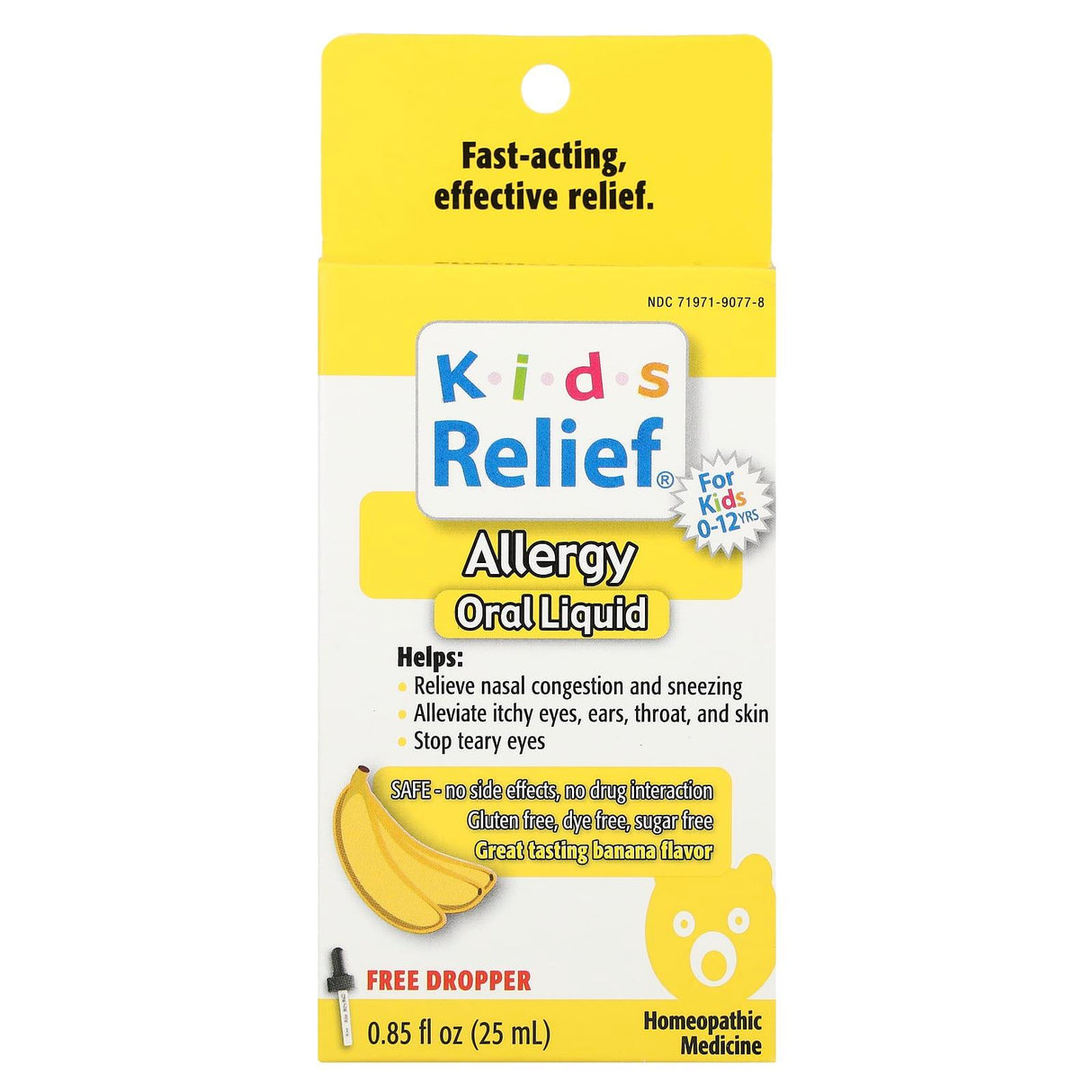 Homeolab USA, Kids Relief®, Allergy Oral Liquid, 0-12 Yrs, Banana, 0.85 fl oz (25 ml) - Supply Center USA