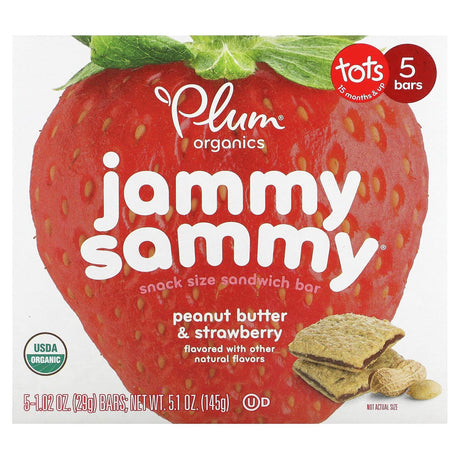 Plum Organics, Jammy Sammy, Snack Size Sandwich Bar, 15 Months & Up, Blueberry & Oatmeal, 5 Bars, 1.02 oz (29 g) Each - Supply Center USA