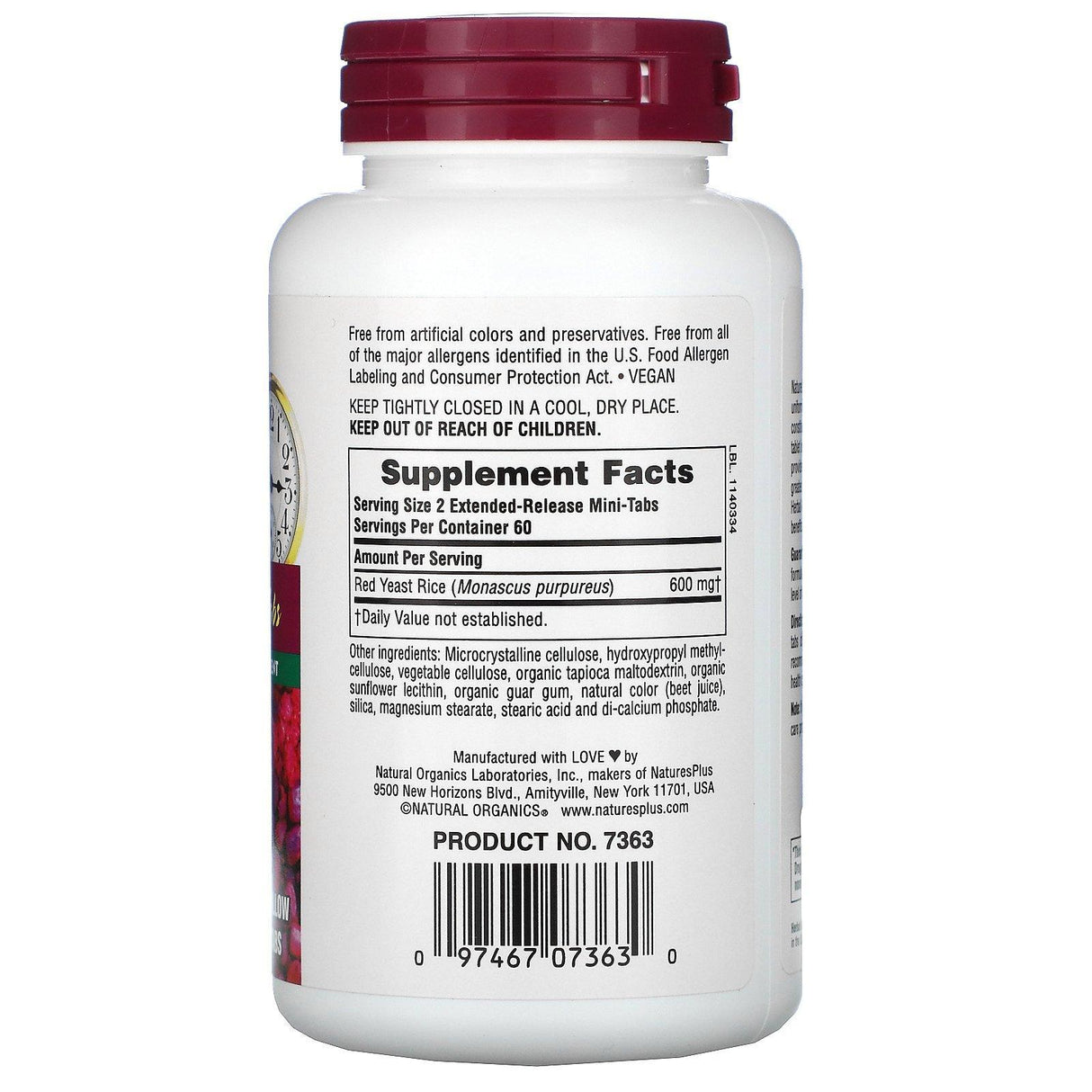 Nature's Plus, Herbal Actives, Red Yeast Rice, 600 mg, 120 Mini-Tabs - Supply Center USA