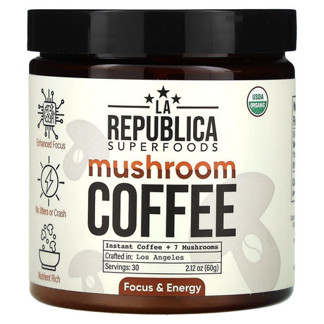 LA Republica, Instant Mushroom Coffee, 2.12 oz (60 g) - Supply Center USA