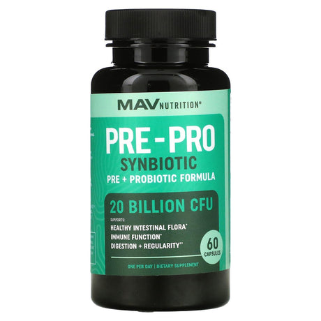 MAV Nutrition, Pre-Pro Synbiotic, Pre + Probiotic Formula, 60 Capsules - Supply Center USA