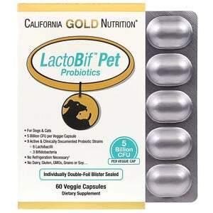 California Gold Nutrition, LactoBif Pet Probiotics, 5 Billion CFU, 60 Veggie Capsules - Supply Center USA