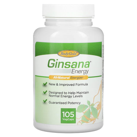 BodyGold, Ginsana Energy, All-Natural Energizer, 105 VegCaps - Supply Center USA