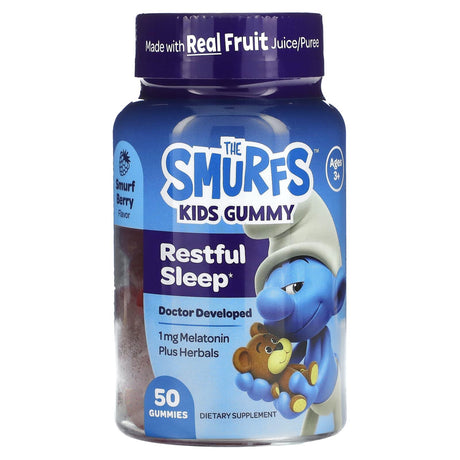 The Smurfs, Kids Gummy, Restful Sleep, Ages 3+, Berry, 50 Gummies - Supply Center USA