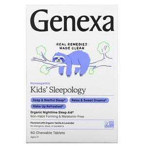 Genexa, Kids' Sleepology, Organic Nighttime Sleep Aid, Ages 3+, Vanilla & Lavender, 60 Chewable Tablets - Supply Center USA