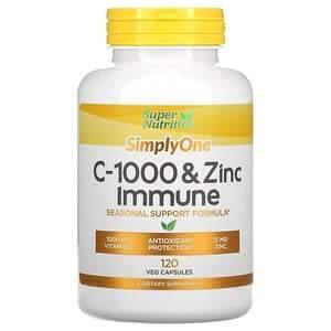 Super Nutrition, SimplyOne, C-1000 & Zinc Immune, 120 Veg Capsules - Supply Center USA