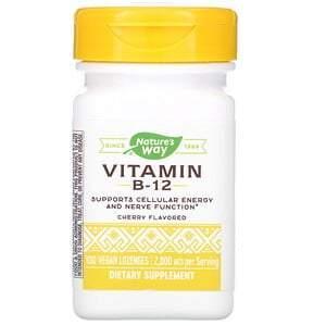 Nature's Way, Vitamin B-12, Cherry Flavored, 2,000 mcg, 100 Vegan Lozenges - Supply Center USA