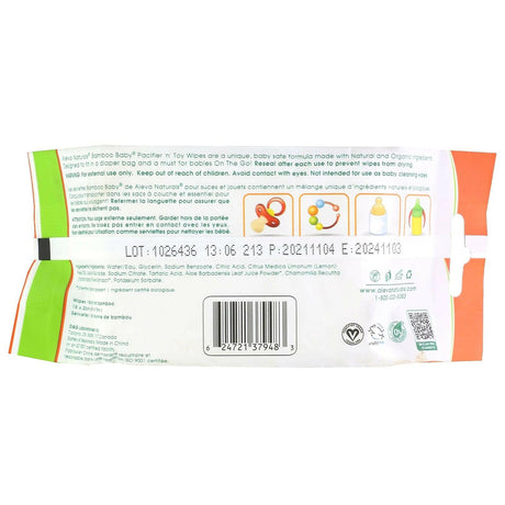 Aleva Naturals, Bamboo Baby, Pacifier 'n' Toy Wipes, 30 Wipes - Supply Center USA