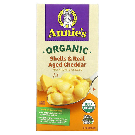 Annie's Homegrown, Organic Macaroni & Cheese, Shells & Real Aged Cheddar, 6 oz (170 g) - Supply Center USA