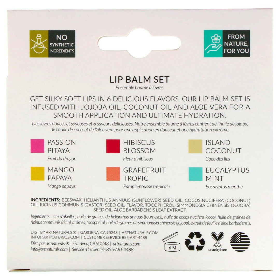 Artnaturals, Lip Balm Set, 6 Lip Balms, 0.15 oz (4.25 g) Each - HealthCentralUSA