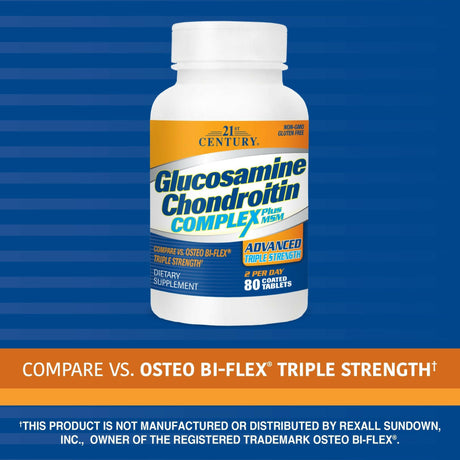 21st Century, Glucosamine Chondroitin Complex Plus MSM, Advanced Triple Strength, 120 Tablets - Supply Center USA