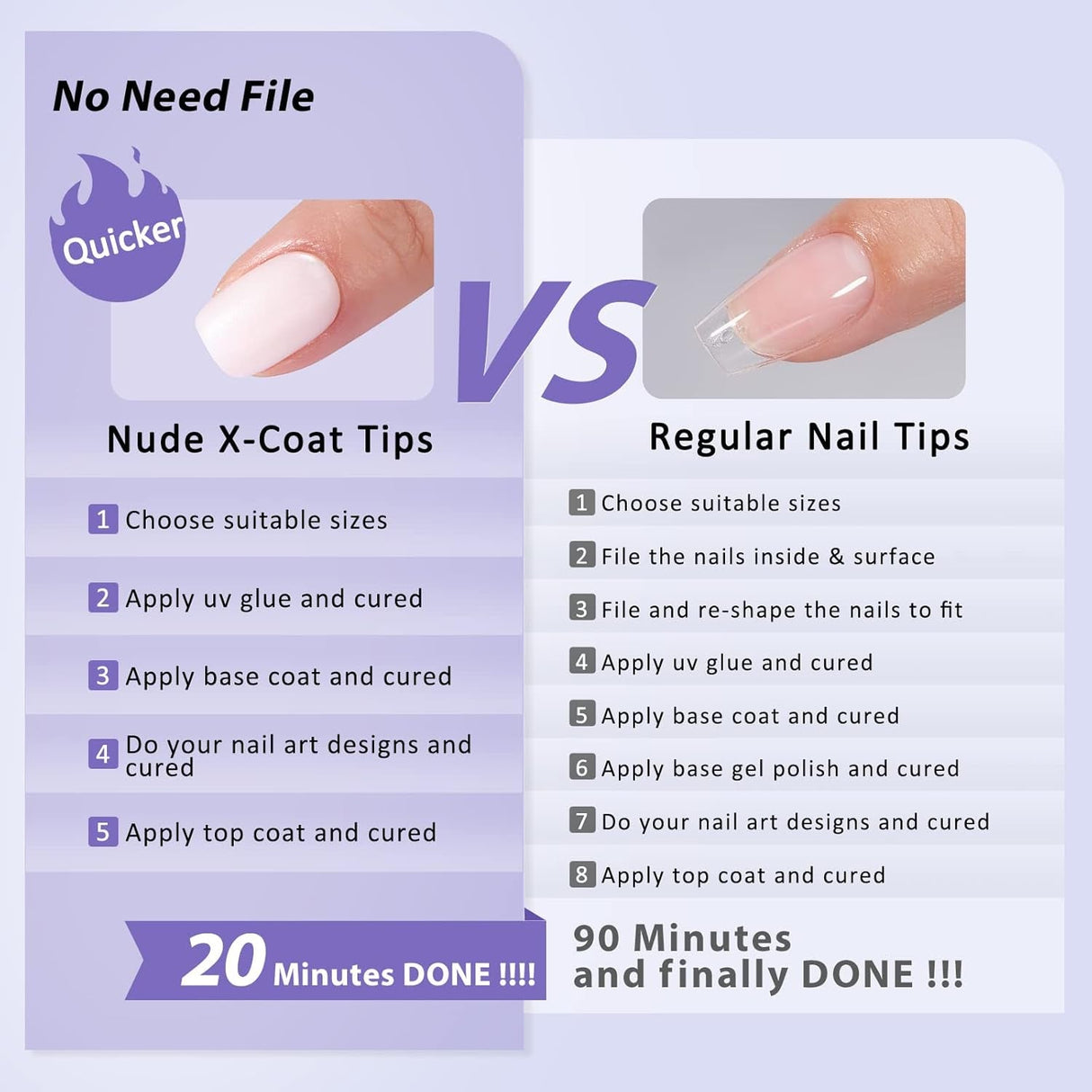 Btartboxnails XS Short Square Gel Nail Tips - Pre Colored Milky White Soft Gel Nail Tips, Milky White Press on Nails, Natural XCOATTIPS Pre Applied Tip Primer