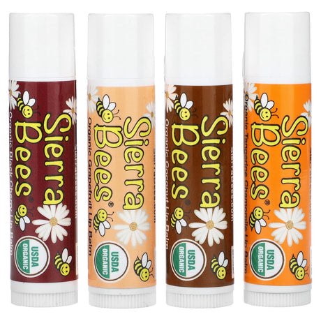 Sierra Bees, Organic Lip Balms, Creme Brulee, 4 Pack, 0.15 oz (4.25 g) Each - Supply Center USA