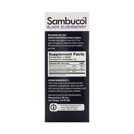 Sambucol, Black Elderberry, Effervescent Tablets, 15 Effervescent Tablets - Supply Center USA