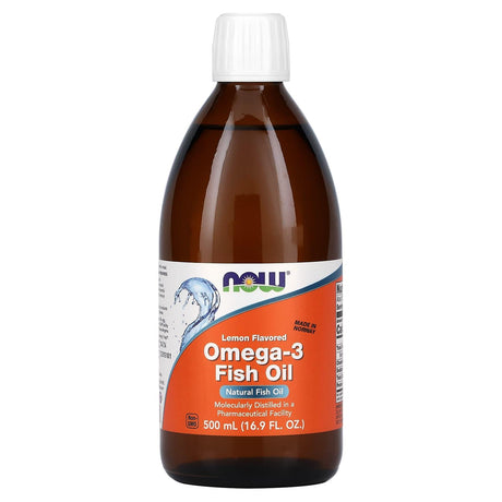 NOW Foods, Omega-3 Fish Oil, Lemon , 16.9 fl oz (500 ml) - Supply Center USA