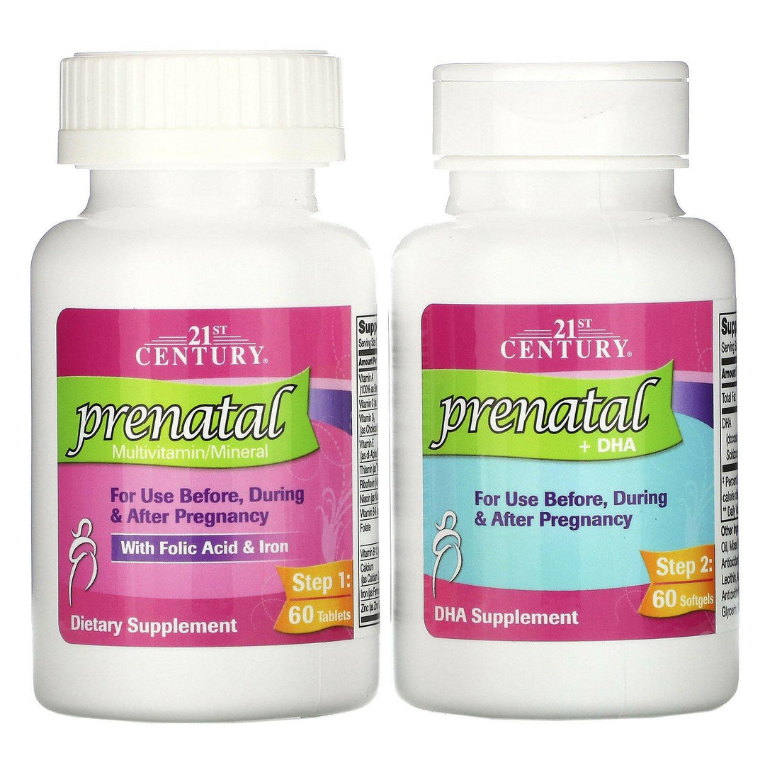 21st Century, Prenatal Multivitamin/Mineral + DHA, 2 Bottles, 60 Tablets / 60 Softgels - HealthCentralUSA