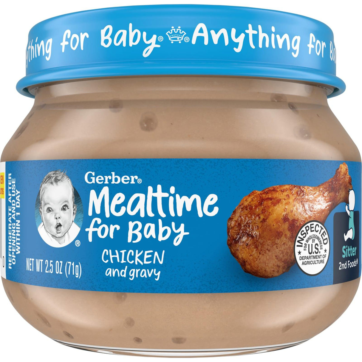 Gerber, Mealtime for Baby, 2nd Foods, Chicken & Gravy, 2.5 oz (71 g)