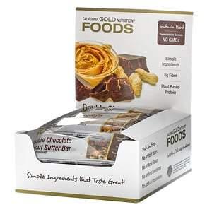 California Gold Nutrition, Foods, Double Chocolate Peanut Butter Flavor Bars, 12 Bars, 1.4 oz (40 g) Each - Supply Center USA