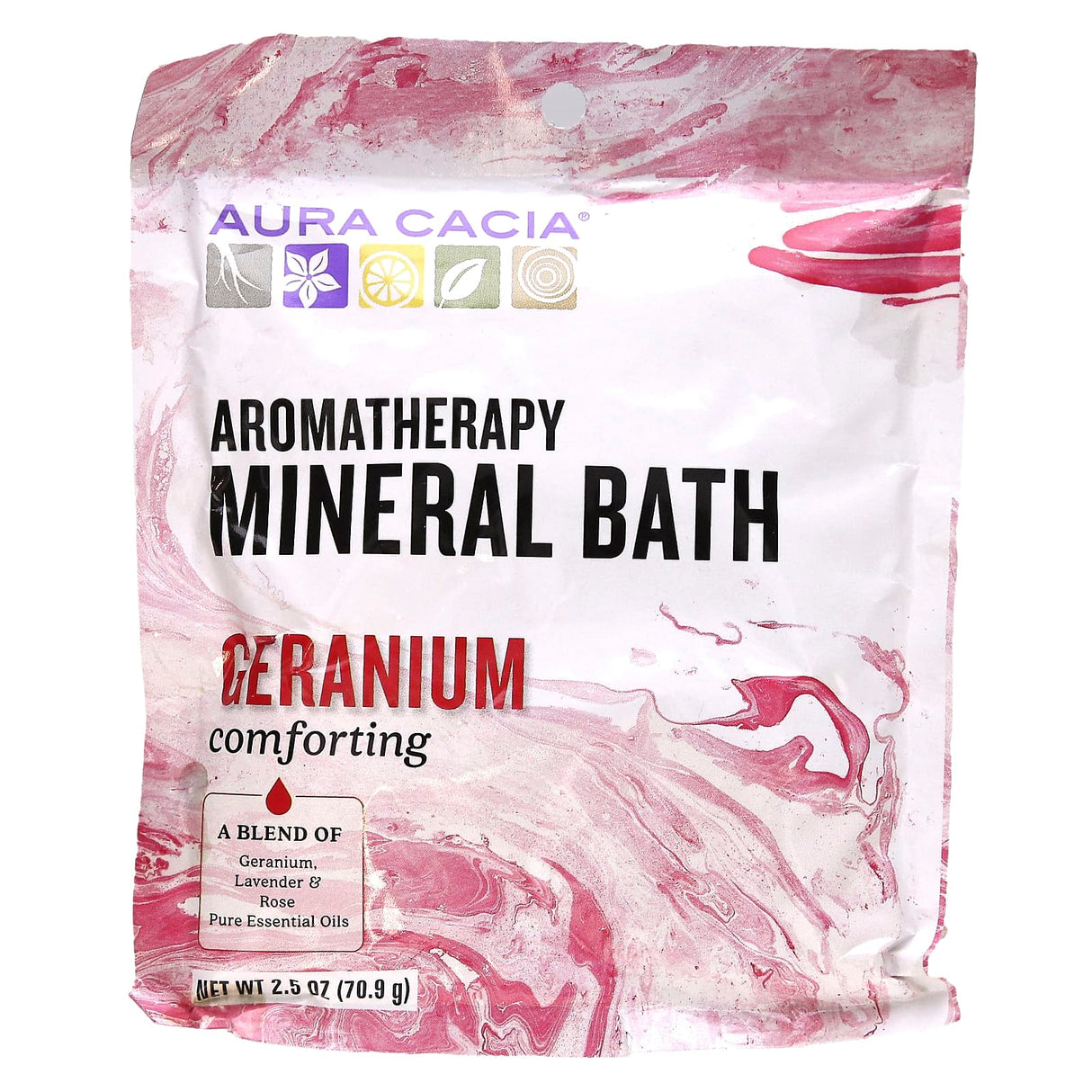 Aura Cacia, Aromatherapy Mineral Bath, Comforting Geranium, 16 oz (454 g)