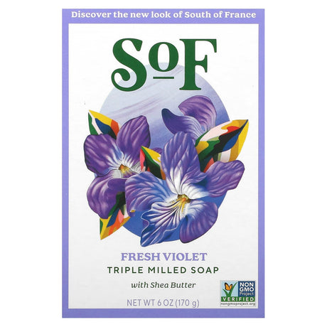 SoF, Triple Milled Bar Soap with Shea Butter, Fresh Violet, 6 oz (170 g) - Supply Center USA