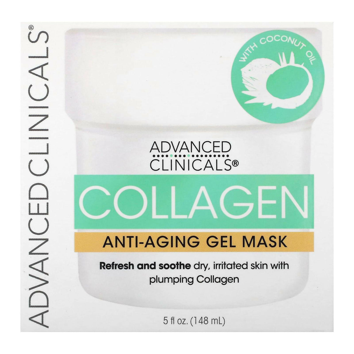 Advanced Clinicals, Collagen, Anti-Aging Gel Beauty Mask, 5 fl oz (148 ml) - Supply Center USA