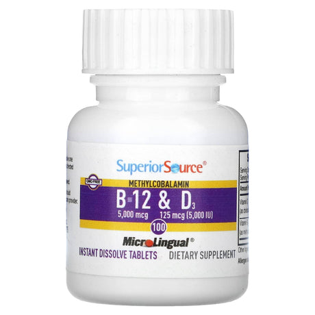 Superior Source, Methylcobalamin B-12 & Vitamin D3, 100 MicroLingual Instant Dissolve Tablets - Supply Center USA