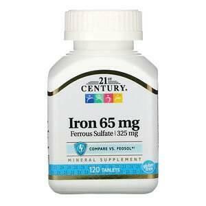 21st Century, Iron, 65 mg, 120 Tablets - Supply Center USA